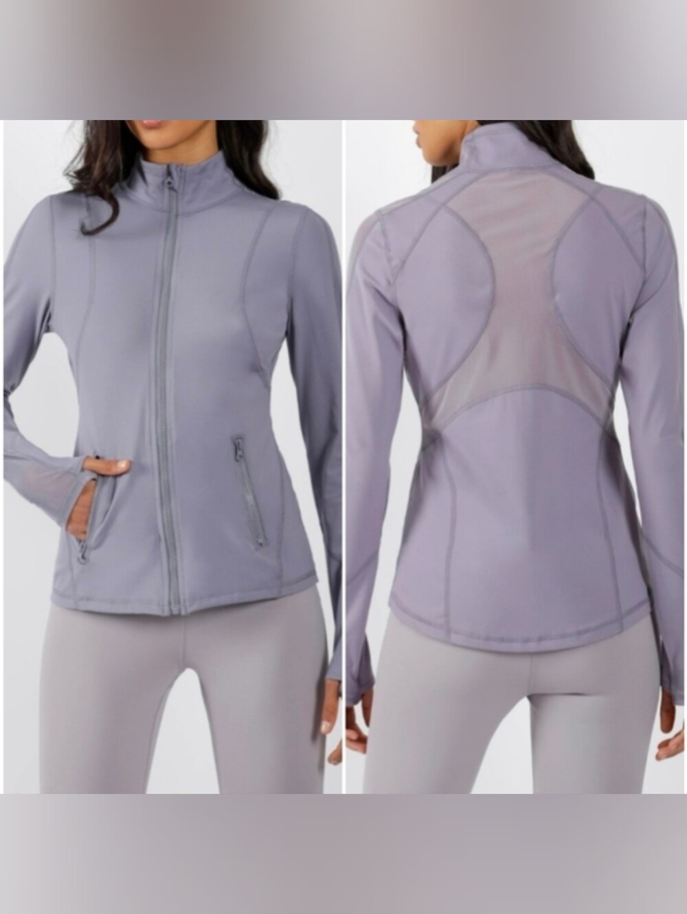 New NWT Mesh Racerback 90 Degree By Reflex Purple Fitted Athletic Zip Jacket M